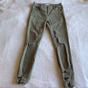 Olive Distressed Skinny Jeans